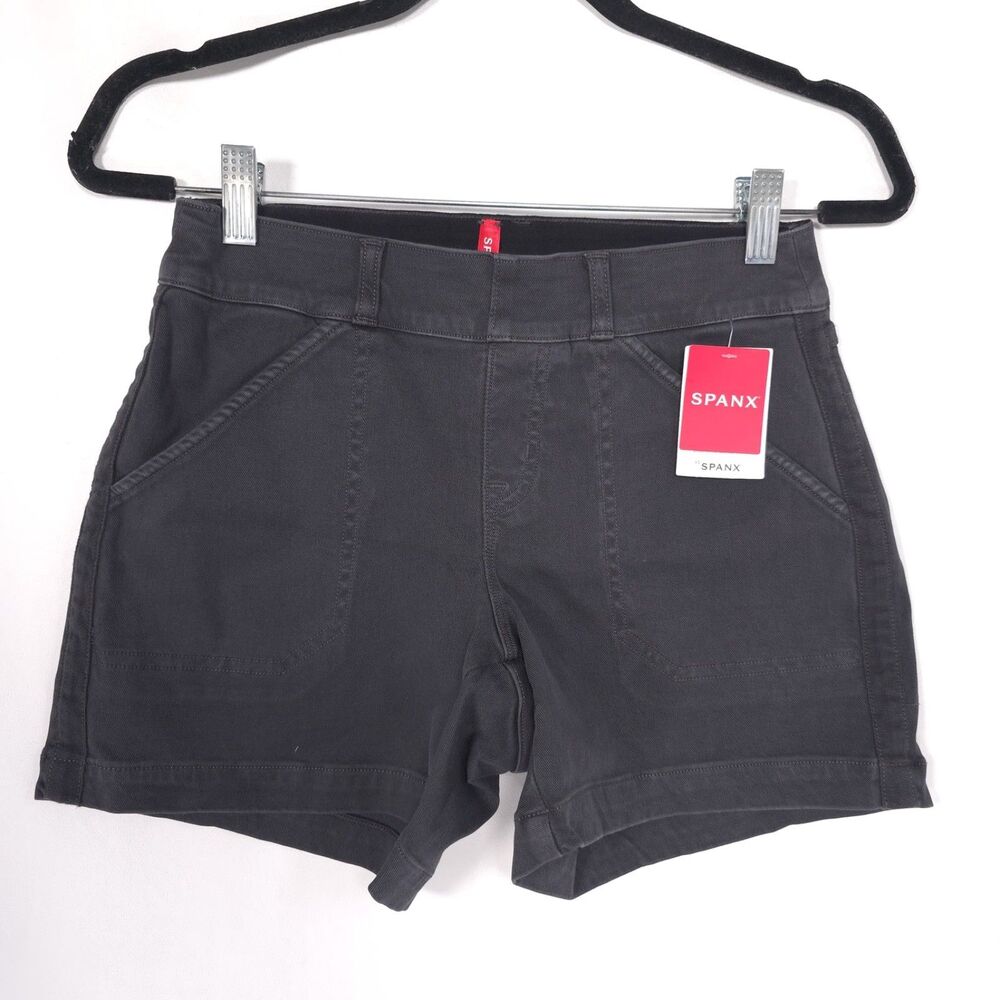 SPANX Women's New XS Twill Shorts Washed Black Stretch Pull On 20318R